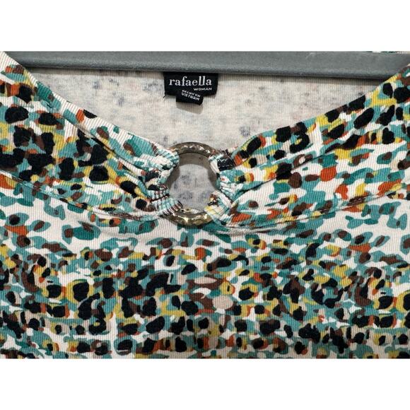 Womens Rafaella Short Sleeve Top Cotton Multi Color Plus 2X - Picture 4 of 5